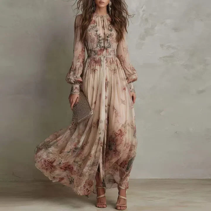 Matilda | Vintage Floral High-Waist Maxi Dress