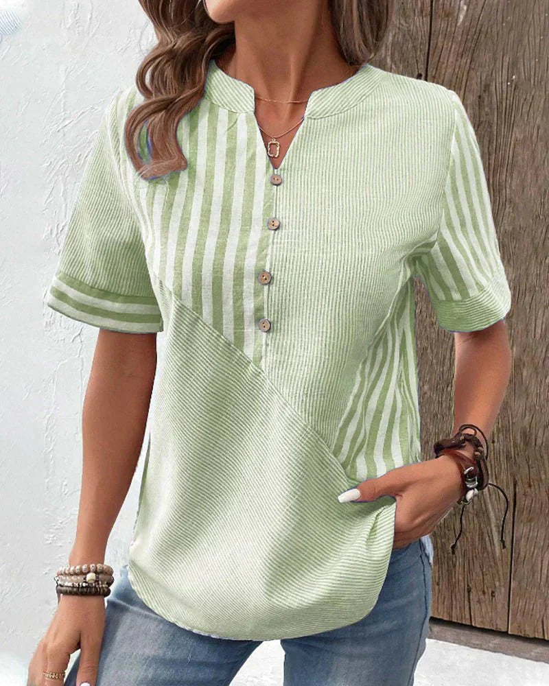 Annabel | Striped Short-Sleeve Blouse