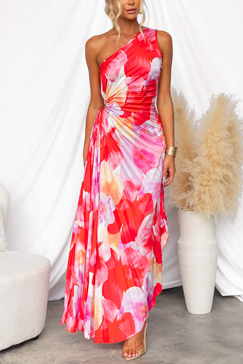Valentina | Pleated One-Shoulder Maxi Dress