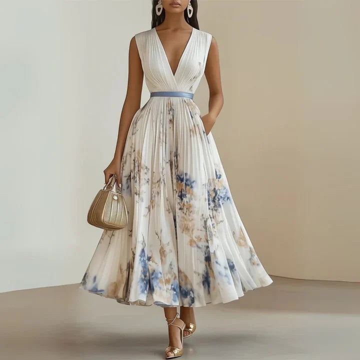 Genevra | Pleated Floral Maxi Dress