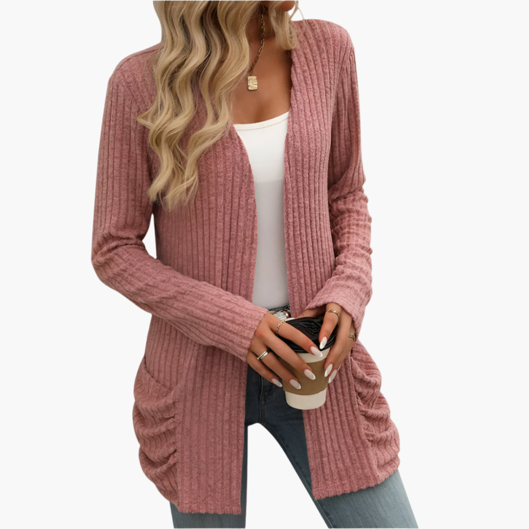 Helen | Ribbed Open-Front Cardigan