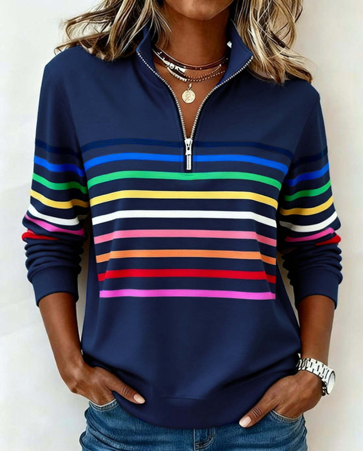Camille | Cheerful Striped Quarter-Zip Pullover