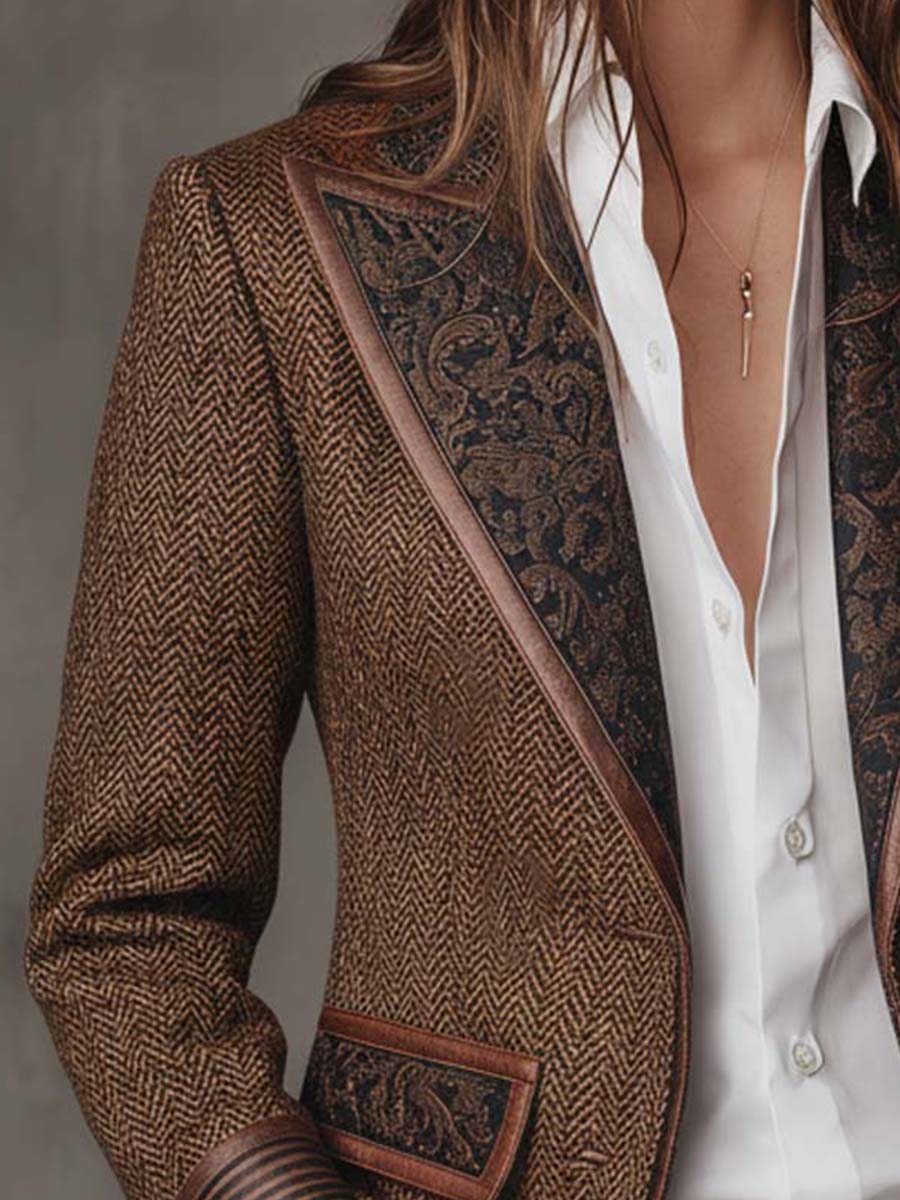 Rosaline | Herringbone Panel Blazer