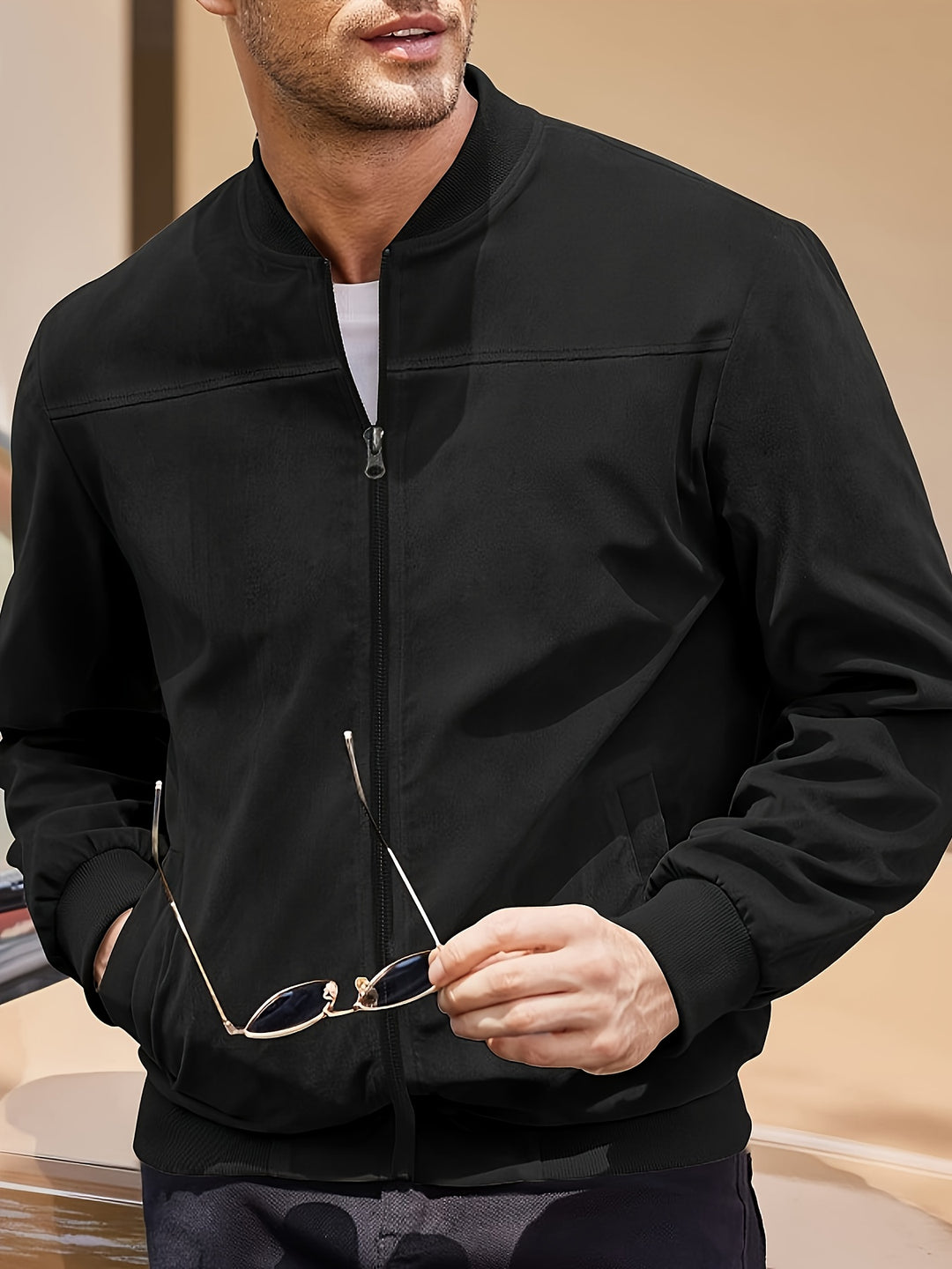 Flint | Men's Zip-Up Bomber Jacket with Stand Collar