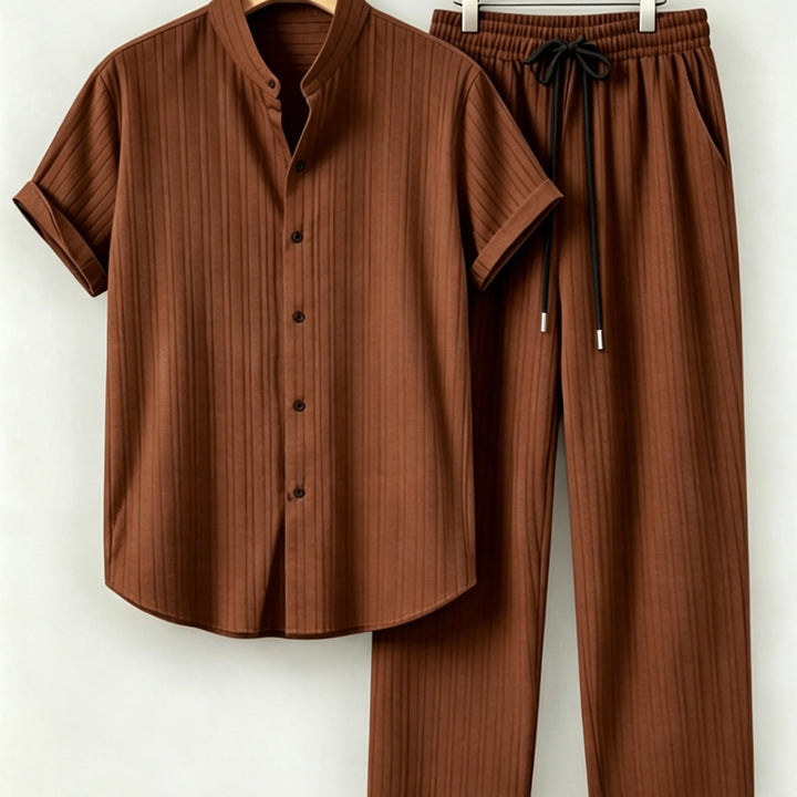 Patrick | Men's Textured Short Sleeve Shirt & Trouser Set