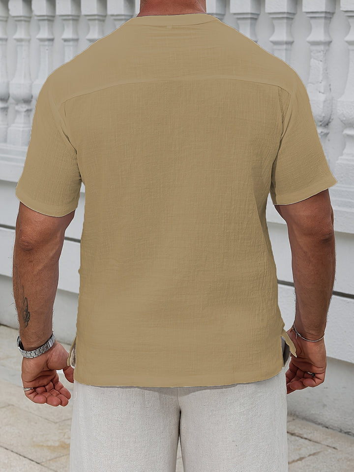 Trevor | Men's Linen Short Sleeve Henley Shirt