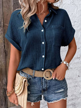 Harlow | Women's Textured Oversized Button-Up Shirt