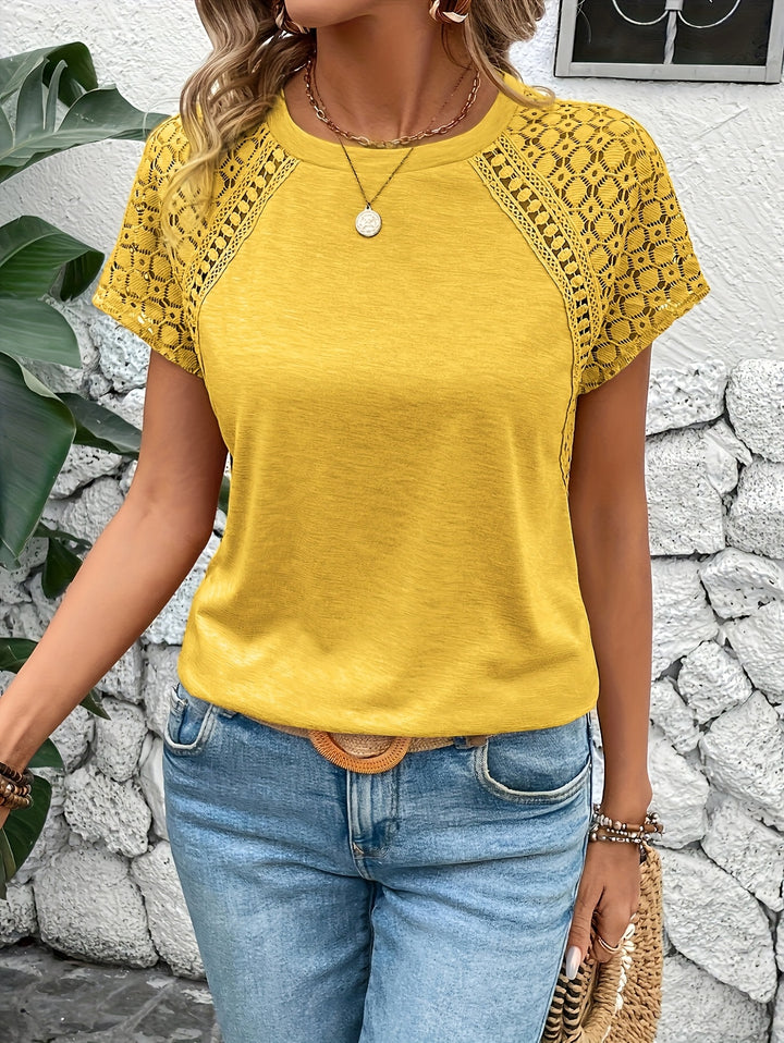 Marlena | Lace-Sleeve Round Neck Top