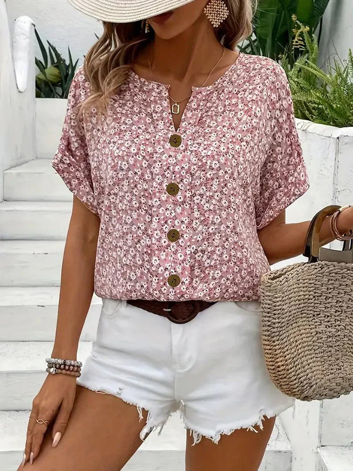 Faye | Ditsy Floral Notch Blouse