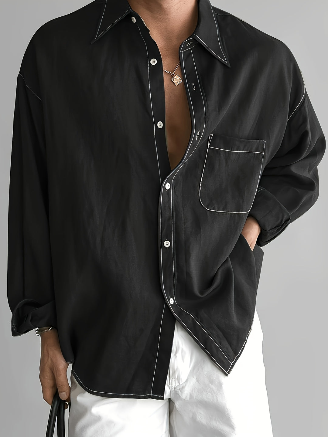 Stephen | Men's Loose Lapel Long Sleeve Shirt