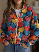 Belinda | Heart-Print Zip Jacket