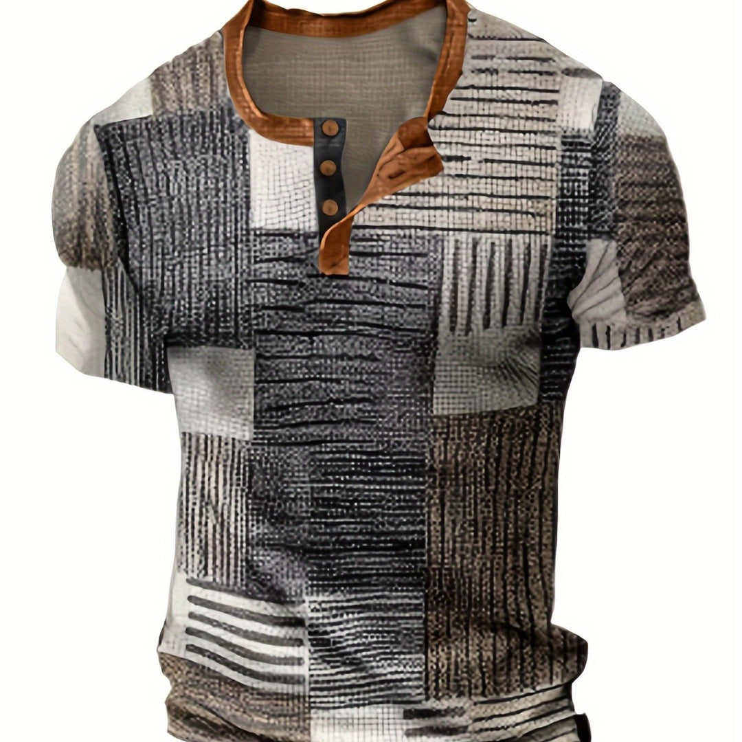 Wilder | Men's Abstract Patchwork Henley Tee