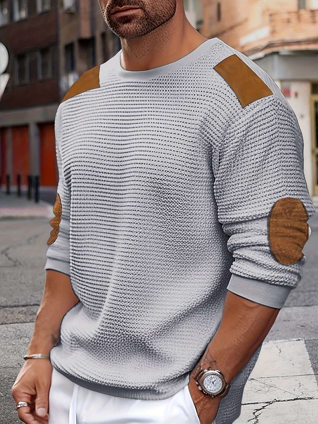 Spencer | Textured Elbow-Patch Sweater