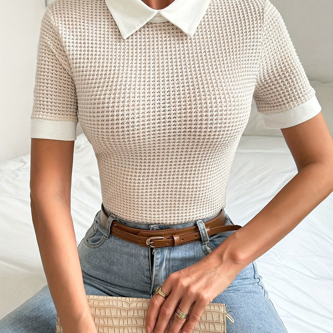 Rowena | Textured Collared Top