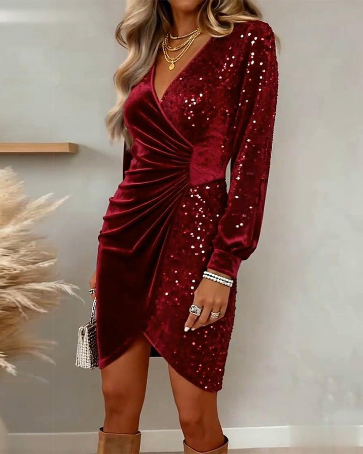Isadora | Shimmering Wrap V-Neck Dress