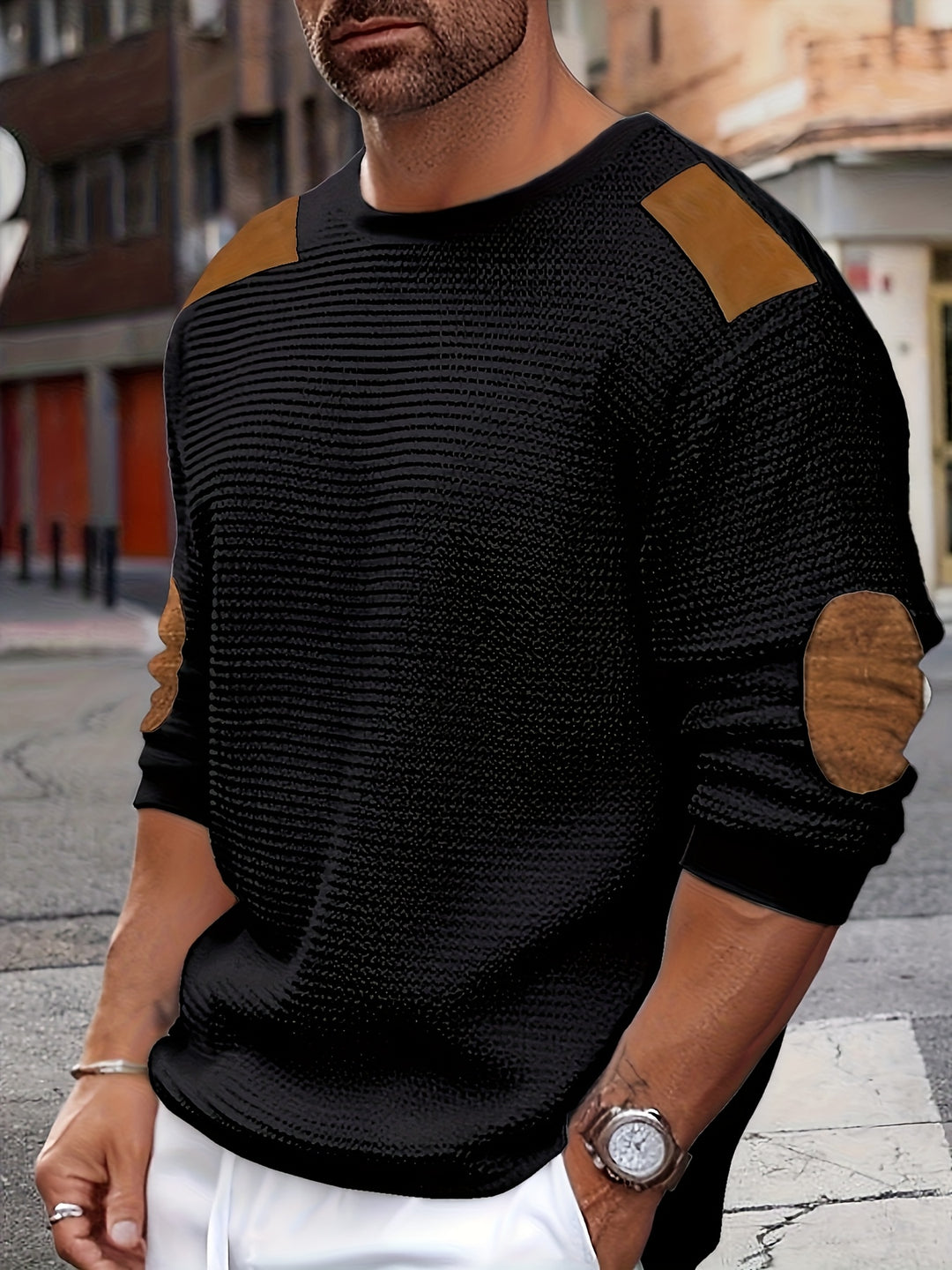Spencer | Textured Elbow-Patch Sweater