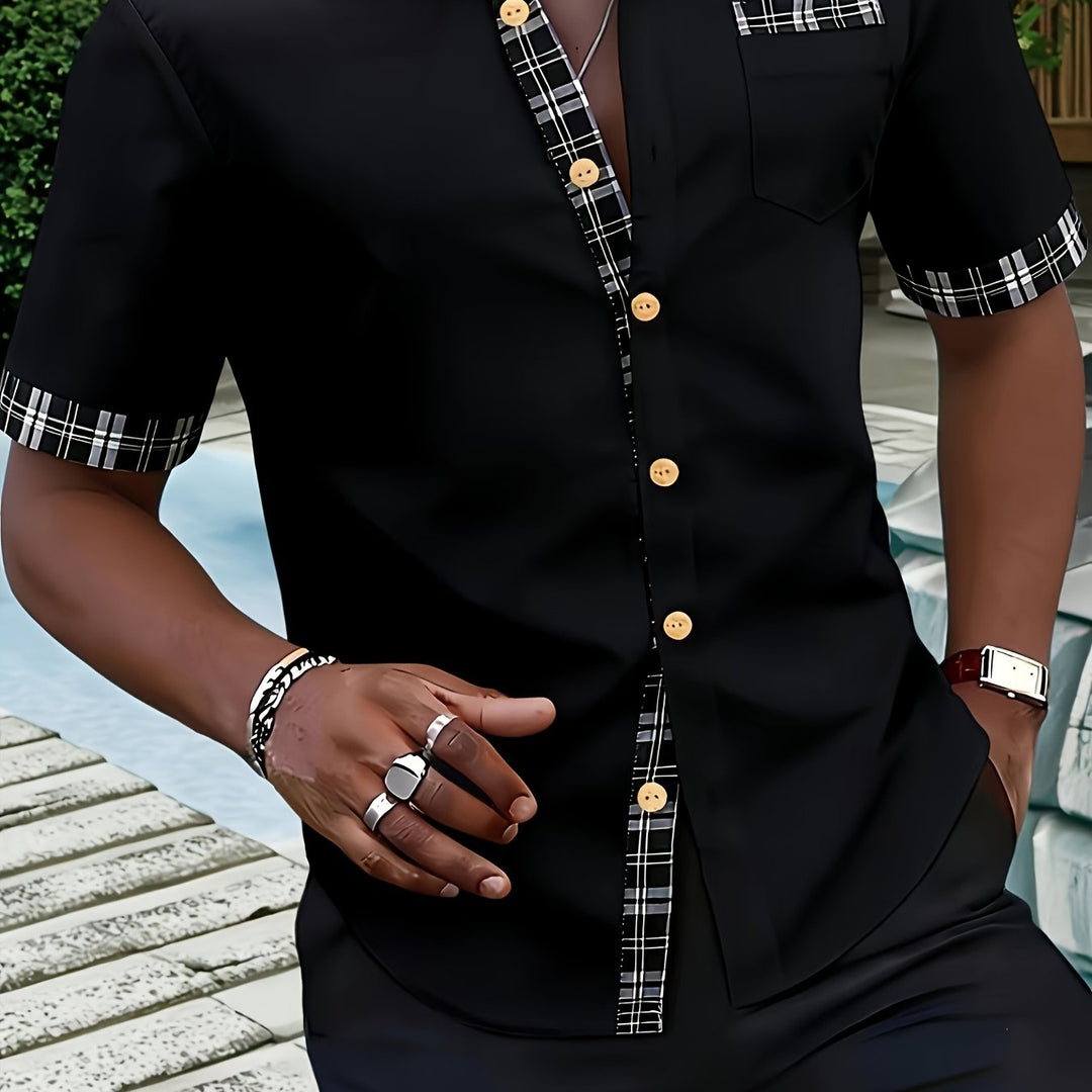 Fletcher | Men's Plaid Trim Short Sleeve Shirt