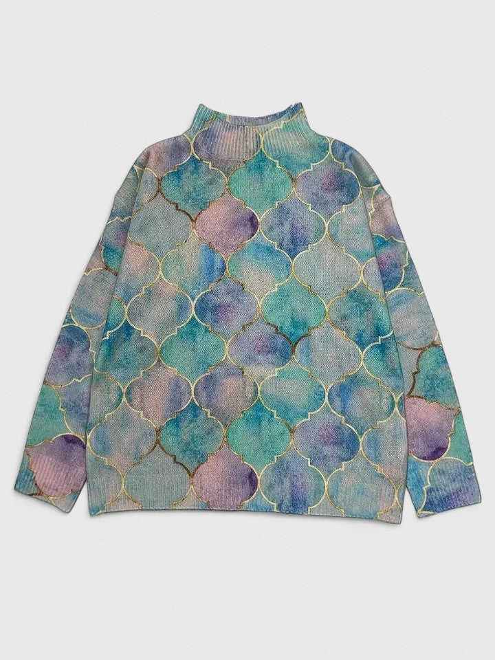 Aurora | Mosaic-Print Turtleneck Sweater