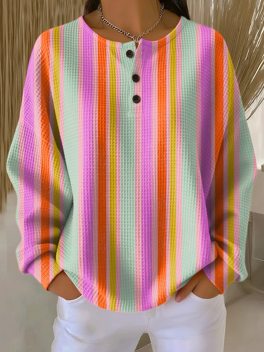 Florence | Striped Button-Neck Top