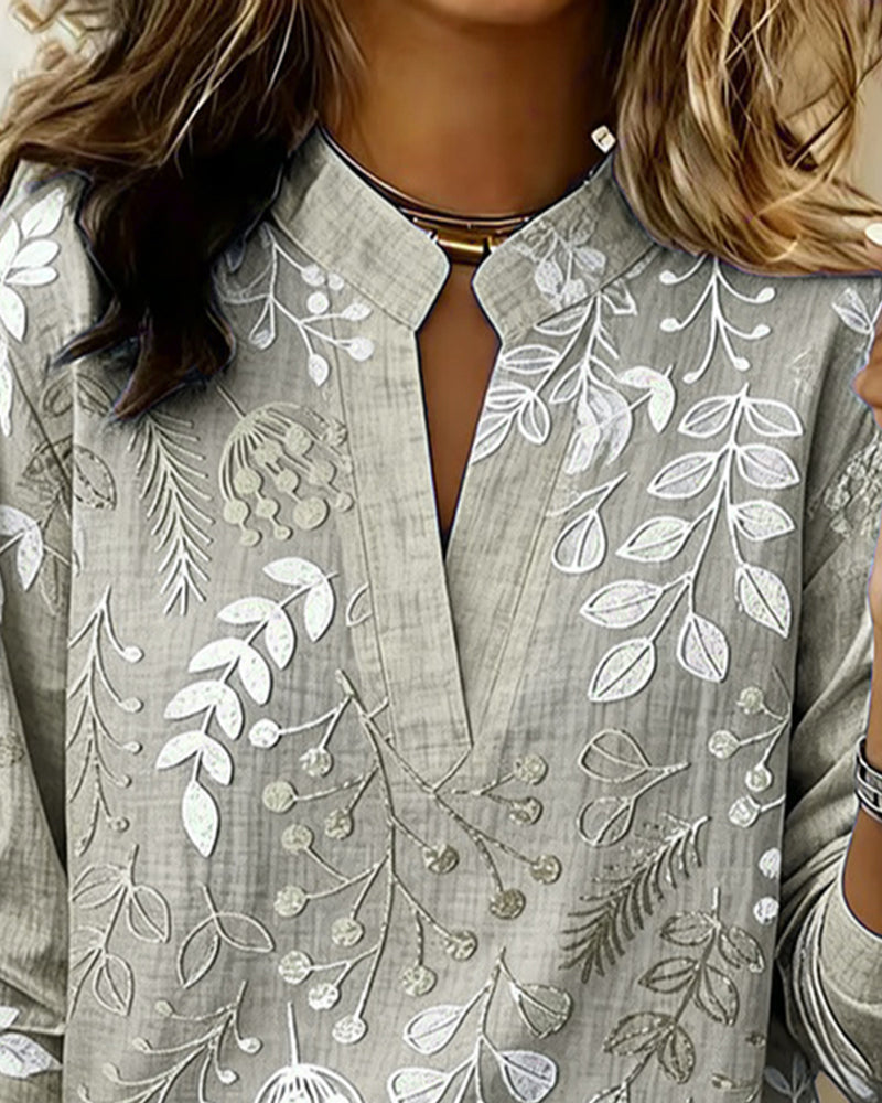 Elaine | Botanical Notch-Neck Blouse