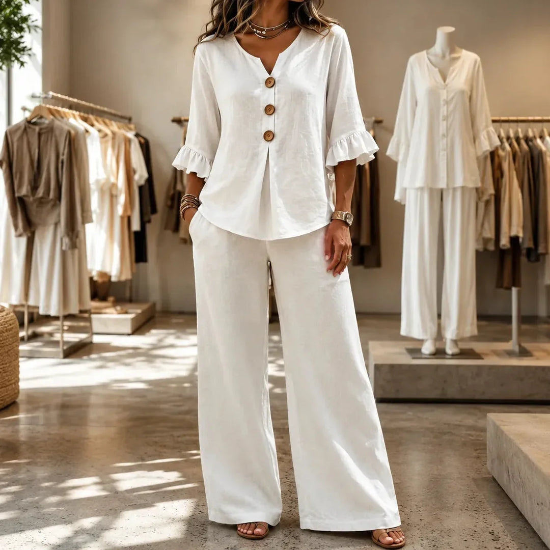 Farrah | Relaxed Ruffle-Sleeve Two-Piece Set