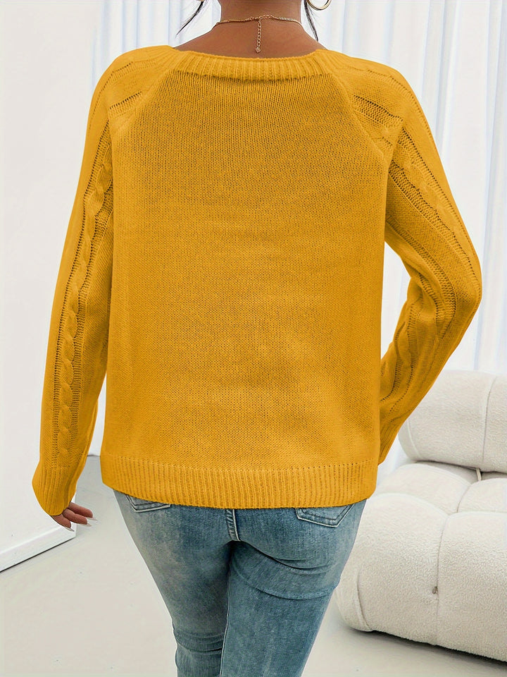 Genevieve | Cable-Textured Button Sweater