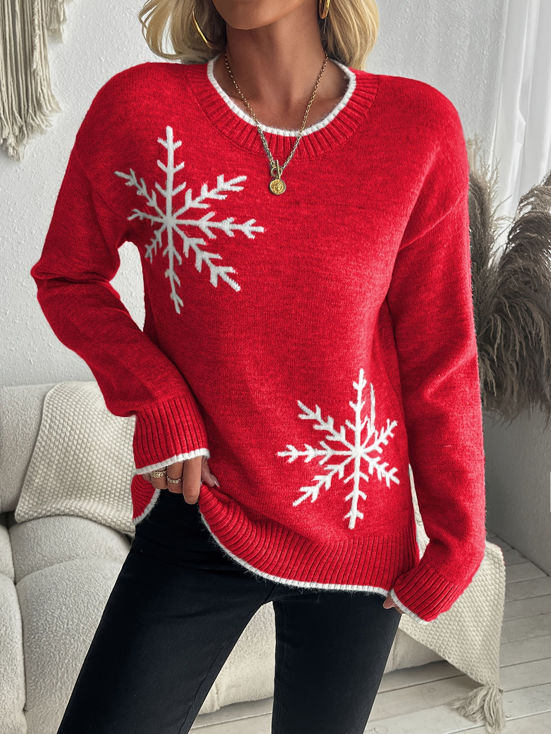 Clara | Snowflake Jacquard Sweater