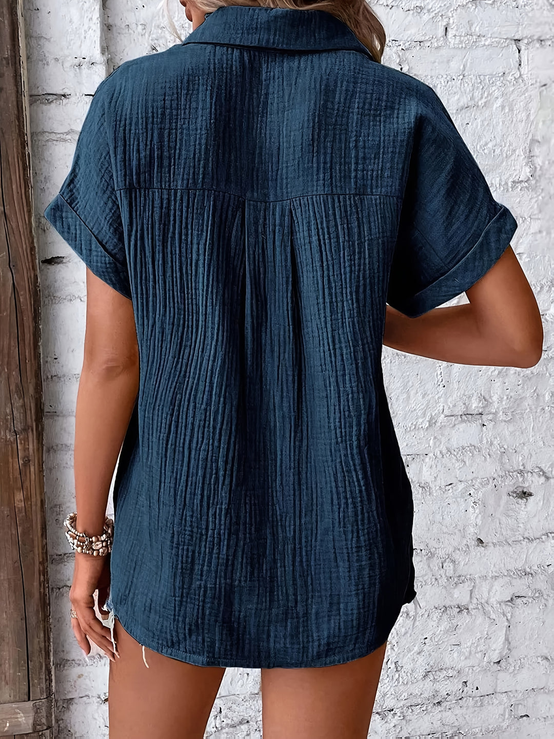 Harlow | Women's Textured Oversized Button-Up Shirt