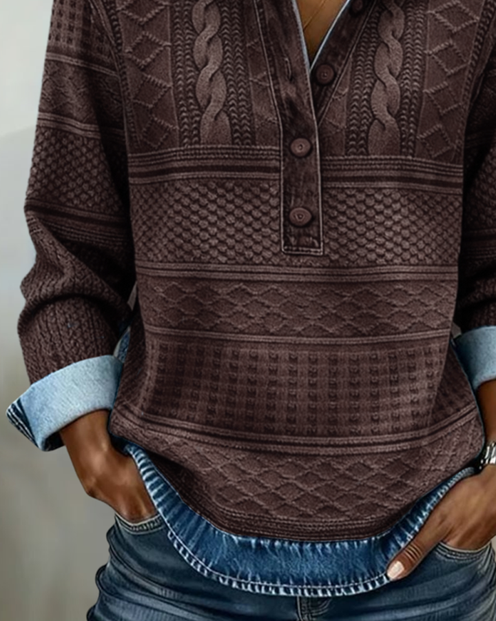 Delphina | Textured Collared Pullover