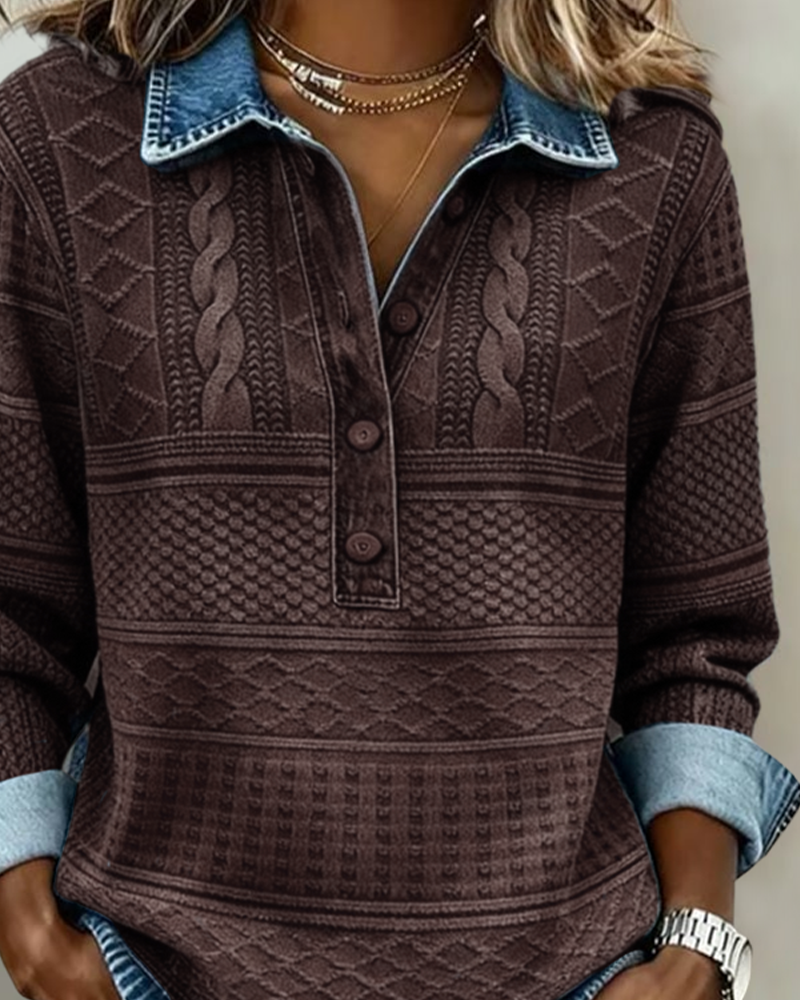 Delphina | Textured Collared Pullover