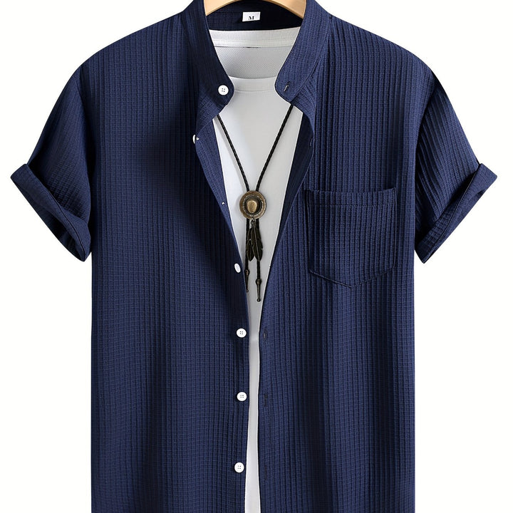 Byron | Men's Waffle Stand Collar Short Sleeve Shirt