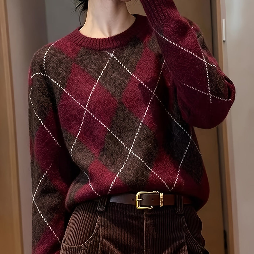 Cordelia Rose | Diamond Check Knit Sweater