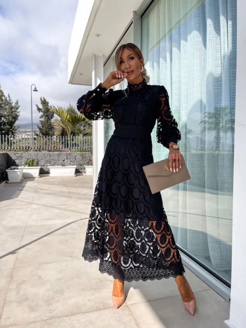 Vera | Elegant High-Neck Midi Dress