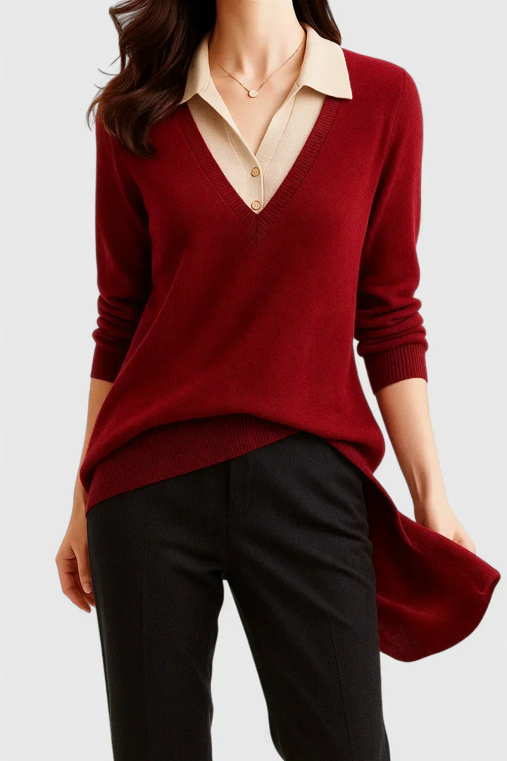 Esme | Collared V-Neck Sweater
