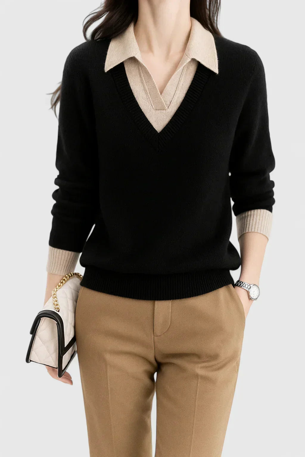 Esme | Collared V-Neck Sweater