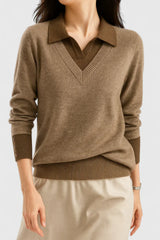 Yvonne | Refined Collared V-Neck Sweater