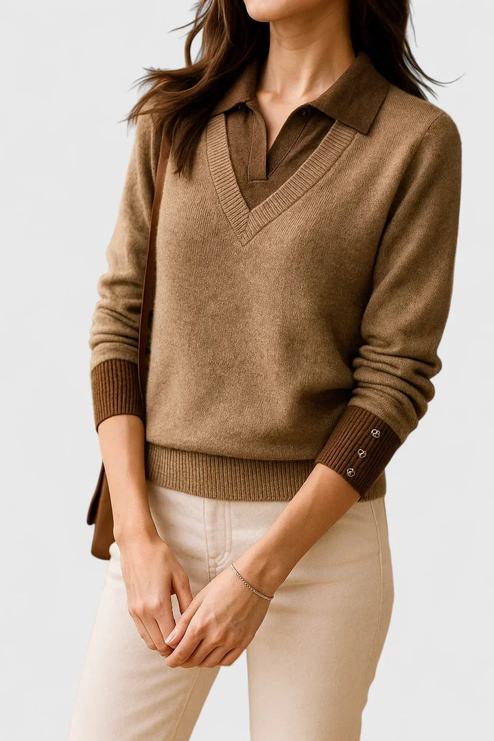 Esme | Collared V-Neck Sweater