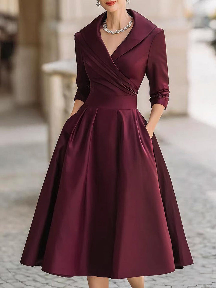 Wren | Shawl Collar A-Line Midi Dress