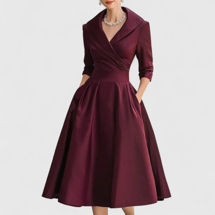 Lavinia | Pleated Collared Midi Dress