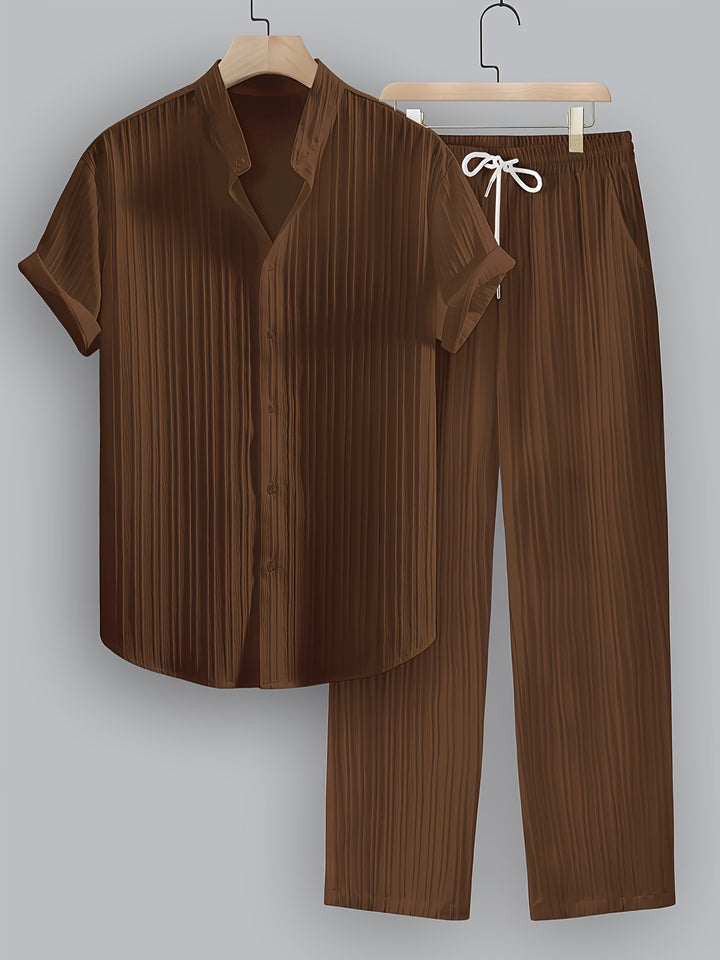 Felix | Men's Pleated Stand Collar Two-Piece Set