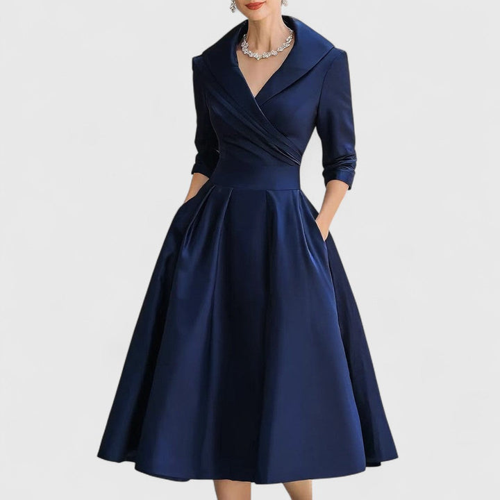 Lavinia | Pleated Collared Midi Dress