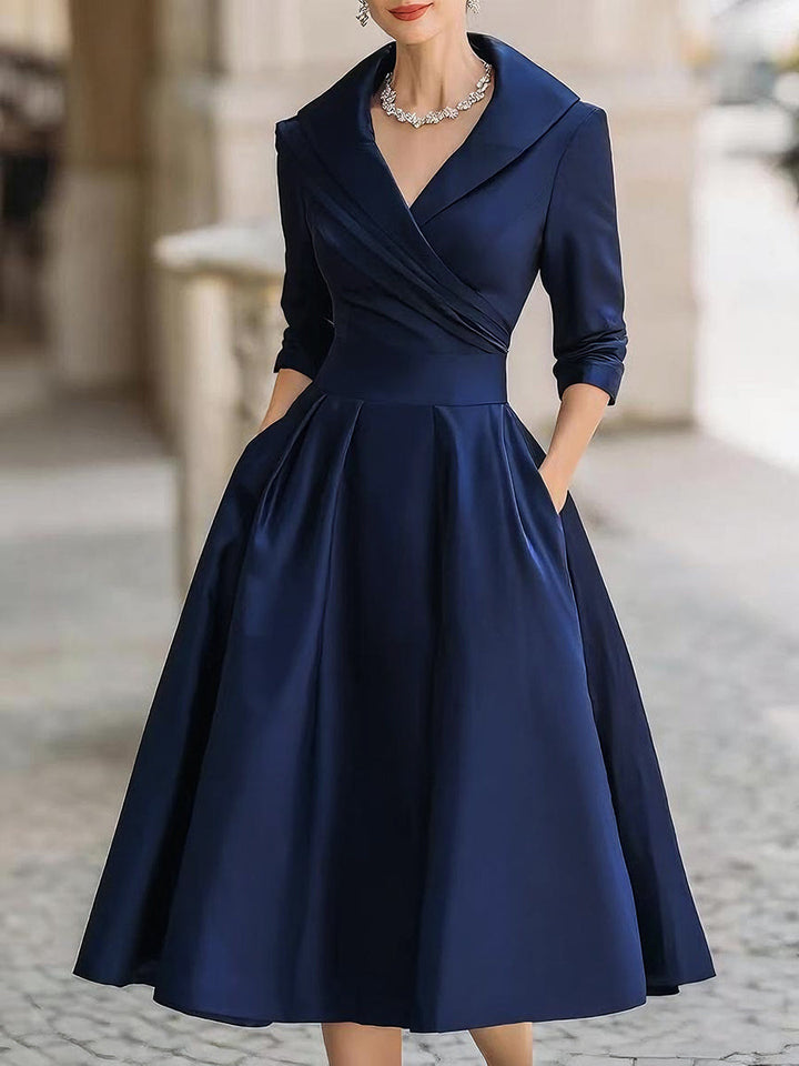 Wren | Shawl Collar A-Line Midi Dress