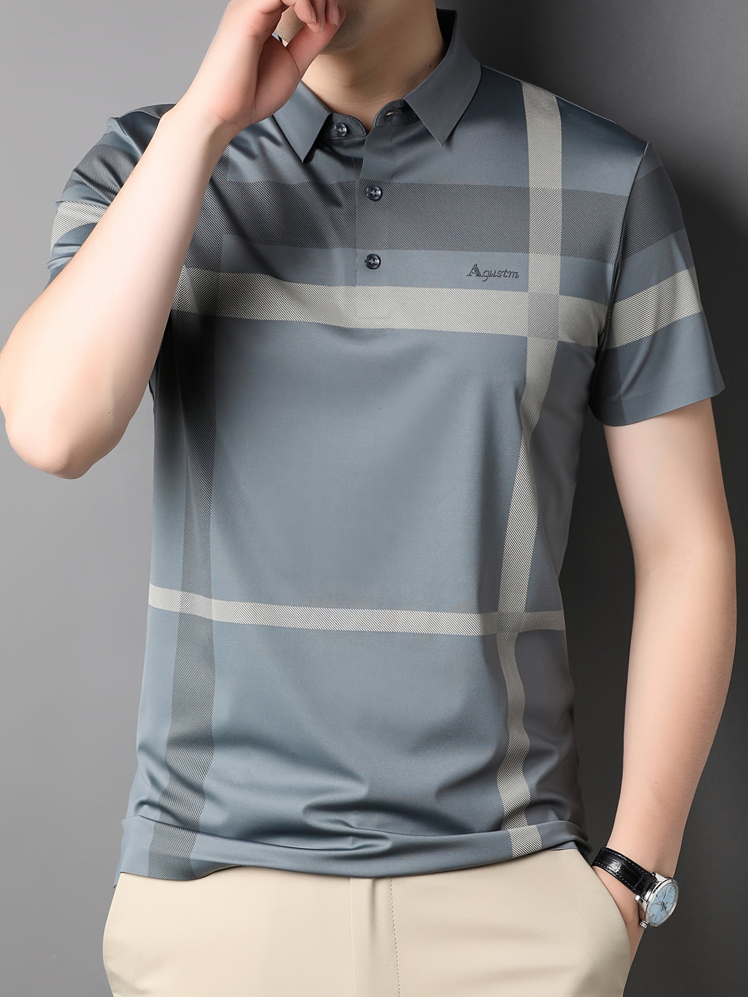 Rylan | Men's Plaid Lapel Short Sleeve Shirt