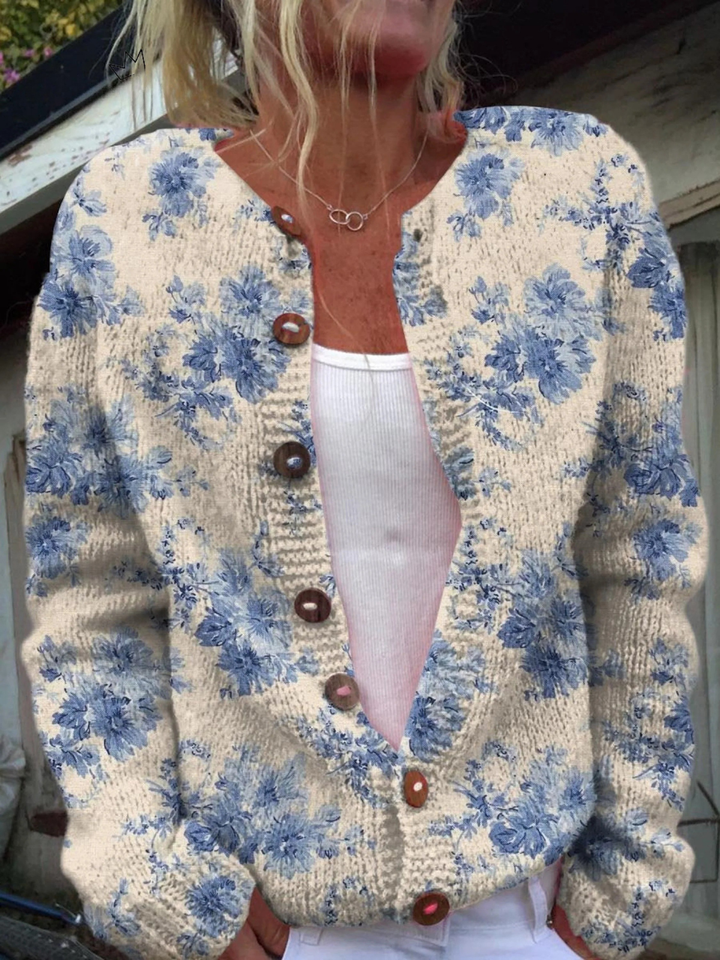 Dorothea | Floral Button-Front Cardigan