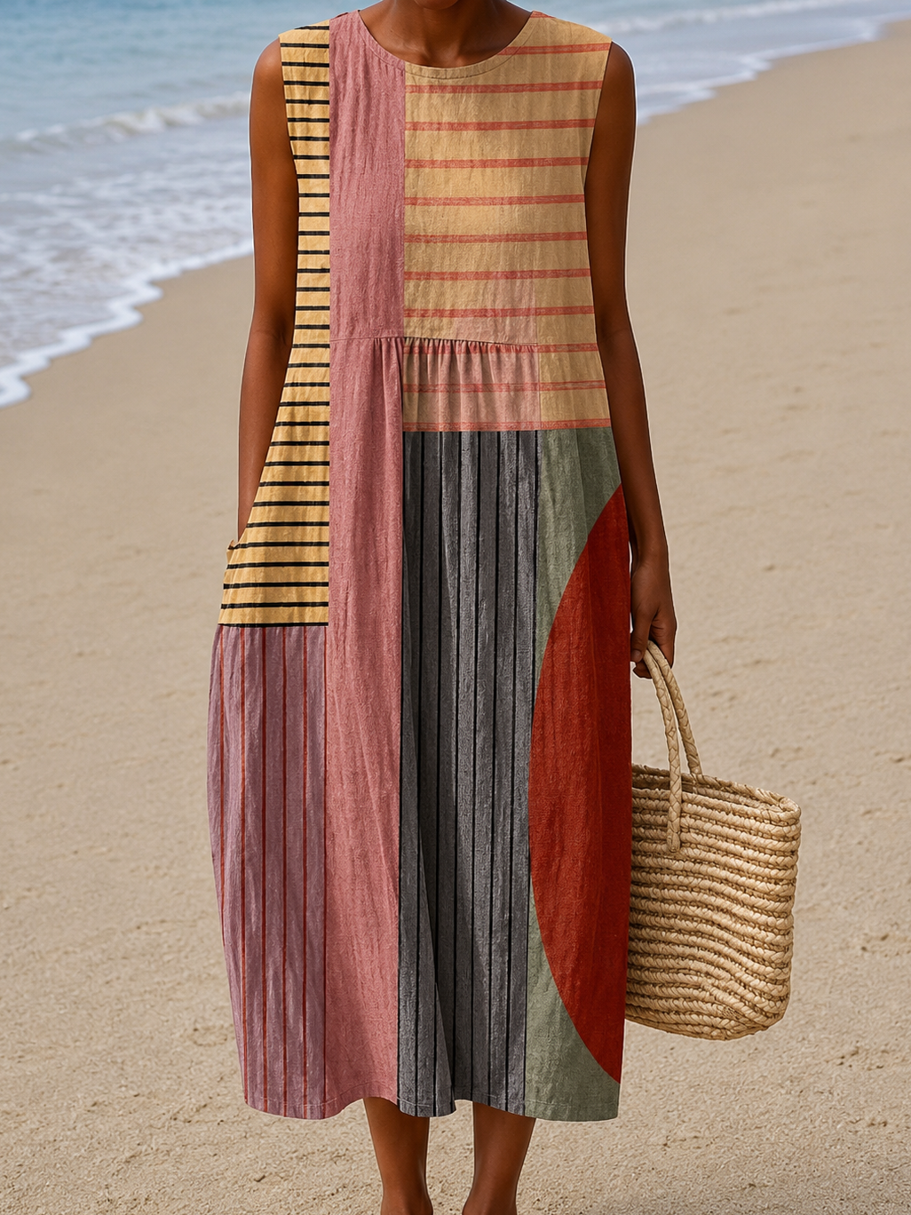 Rosalind | Colorblock Sleeveless Midi Dress