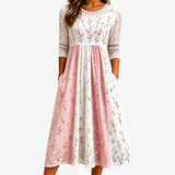 Marnie | Floral Patchwork Pocket Midi Dress