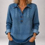 Solveig | Textured Collared Polo Sweater