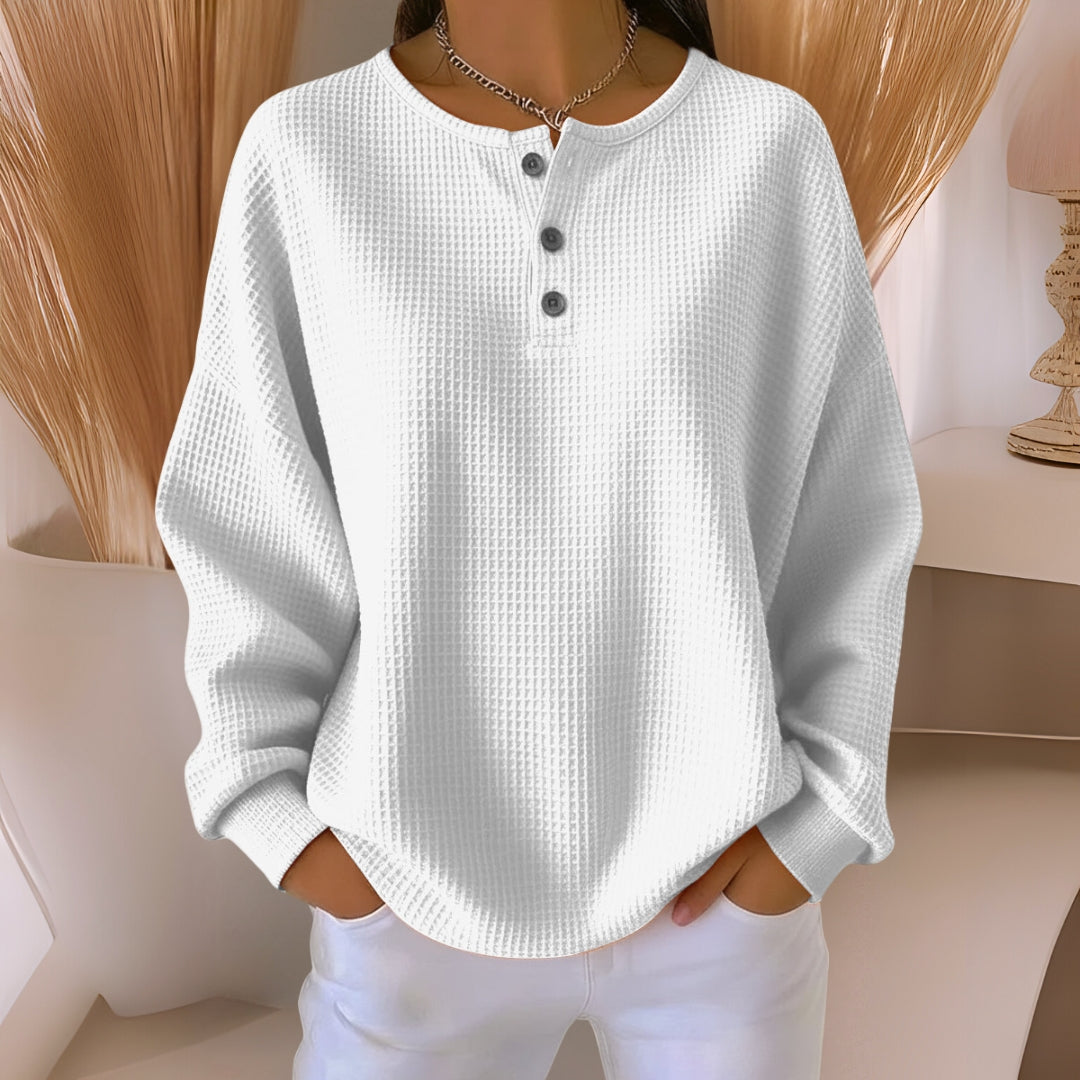 Tegan | Relaxed Button-Neck Top