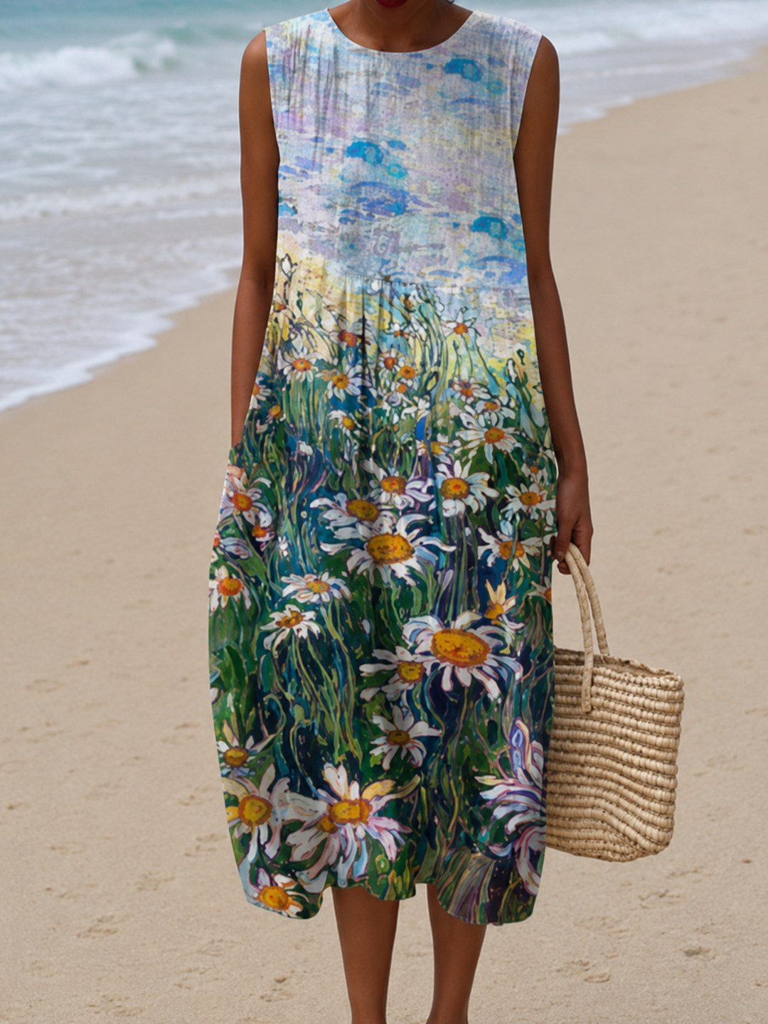 Evelyn | Sleeveless Floral Midi Dress