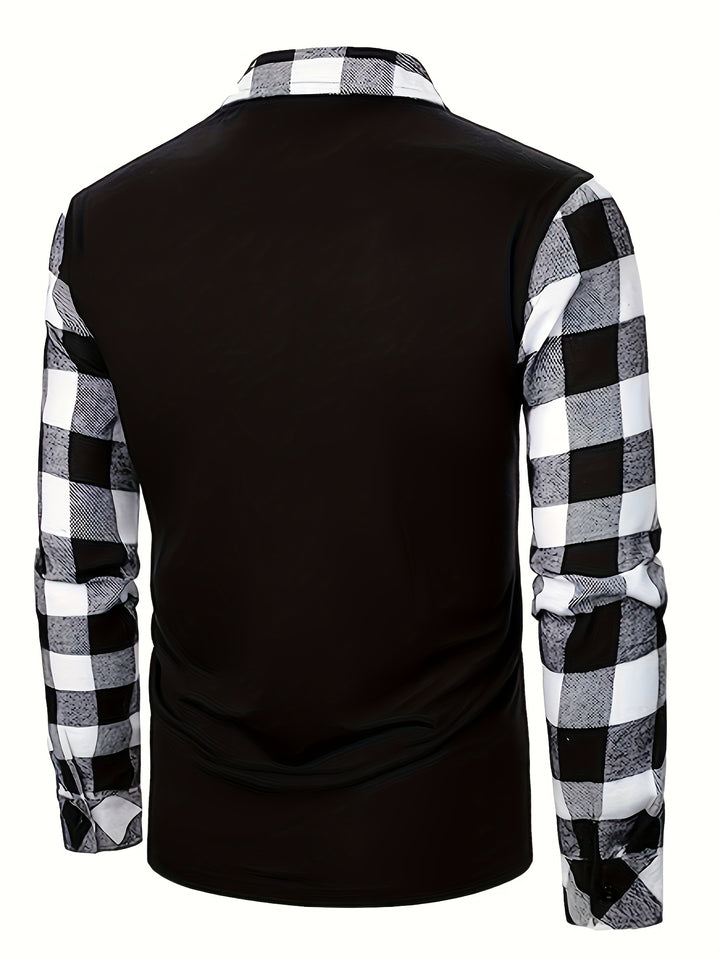 Jasper | Half-Zip Plaid-Sleeve Shirt